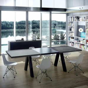 Esstisch TEMAHOME Tische Gr. B/H/T: 200 cm x 76 cm x 100 cm, Einlegeplatten, grau (grau, schwarz) Ausziehbarer Esstisch Holz-Esstische Tisch
