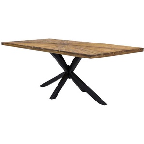 Esstisch Vanaja 160x90 cm, Teak/Antikschwarz Marmor, Metall Teak Modern