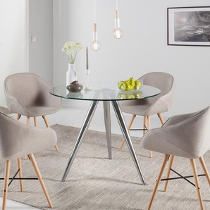 Esstisch Verma Ø 100cm Silber/Klarglas/Chrom