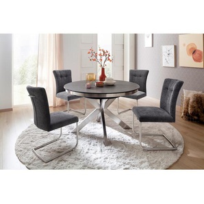 Esstisch Wazemmes Ø 120cm Grau/Edelstahl