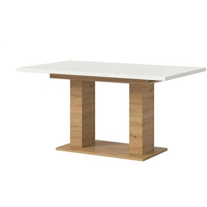 Esstisch ausziehbar  - weiß - Materialmix - 150 cm - 76 cm | Möbel Kraft
