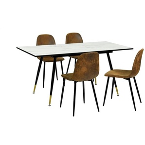 Esstischset   ¦ weiß ¦ Maße (cm): B: 120 H: 75