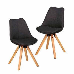 Esstischstuhl mit Schalensitz Anthrazit Stoff (2er Set)