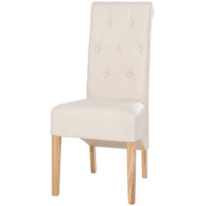Esstischstuhl Set in Creme Weiß Kunstleder Eiche Massivholz (2er Set)