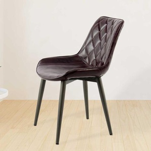Esstischstuhl Set in dunkel Violett Kunstleder Retrostil (2er Set)