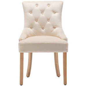 Esszimmer Polsterstühle mit Samtbezug Cremeweiß Knopfheftung (2er Set)