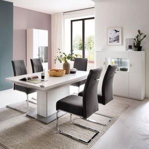 Esszimmer Set weiß matt ALIA-05 modern, 3-teilig, mit Esstisch und Vitrinen