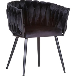 Esszimmersessel GUTMANN FACTORY Sessel Gr. Flachgewebe, B/H/T: 60 cm x 78 cm x 55 cm, schwarz (schwarz schwarz) Esszimmersessel mit elegant geflochtener Rückenlehne