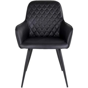 Esszimmersessel in Schwarz Kunstleder und Stahl (2er Set)