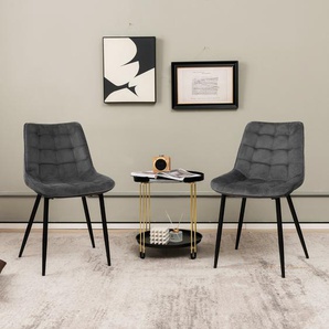 Esszimmerstühle 2er Set Küchenstühle mit gepolsterten Rückenlehnen & Sitzen Grau