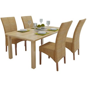 Esszimmerstühle 4 Stk. Natur Rattan Braun