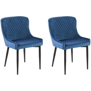 Esszimmerstuhl 2er Set Blau Samtstoff Modern/Retro