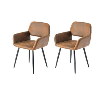 Esszimmerstuhl 2er-Set - braun - Materialmix - 56 cm - 80,5 cm | Möbel Kraft