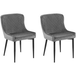 Esszimmerstuhl 2er Set Grau Samtstoff Modern/Retro