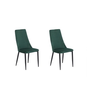 Esszimmerstuhl 2er Set Grün Samtstoff Metallbeine Retro-Stil