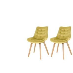 Esszimmerstuhl 2er-Set mit Samtbezug Brook | gelb | 54 cm | 84 cm |