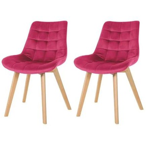 Esszimmerstuhl 2er-Set mit Samtbezug Brook ¦ rosa/pink ¦ Maße (cm): B: 54 H: 84