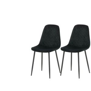 Esszimmerstuhl 2er-Set aus Samt Polar ¦ schwarz ¦ Maße (cm): B: 46 H: 88