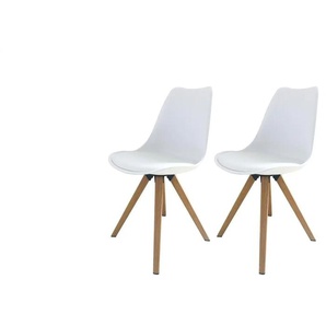 Esszimmerstuhl 2er-Set - weiß - Materialmix - 48 cm - 86 cm | Möbel Kraft