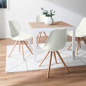 Esszimmerstuhl 48 x 84 x 54cm 4er Set Weiß/Weiß