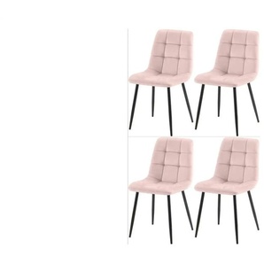 Esszimmerstuhl 4er-Set Antibes - rosa/pink - Materialmix - 45 cm - 84 cm | Möbel Kraft