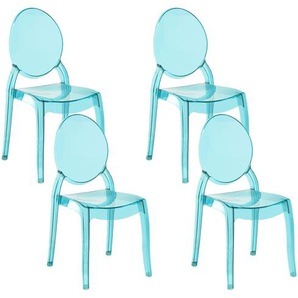 Esszimmerstuhl 4er Set Transparent/Blau Kunststoff Modern