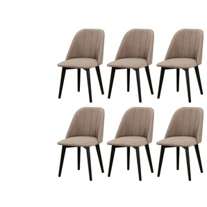 Esszimmerstuhl 6er-Set   ¦ schwarz ¦ Maße (cm): B: 48 H: 83