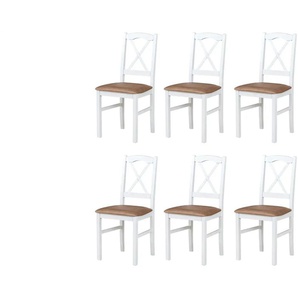 Esszimmerstuhl 6er-Set   ¦ weiß ¦ Maße (cm): B: 43 H: 94