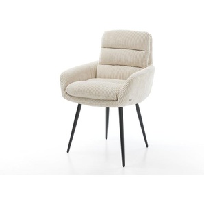Esszimmerstuhl Abelia-Flex mit Armlehnen Cord Beige 4-Fuß konisch Schwarz, Esszimmerstühle