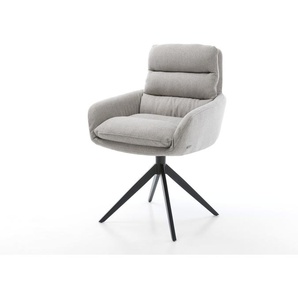 Esszimmerstuhl Abelia-Flex mit Armlehnen Stripes Hellgrau Kreuzgestell breit Schwarz, Esszimmerstühle