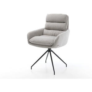 Esszimmerstuhl Abelia-Flex mit Armlehnen Stripes Hellgrau Kreuzgestell konisch Schwarz, Esszimmerstühle