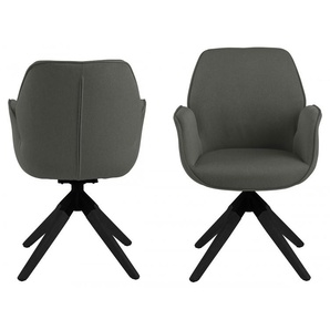 Esszimmerstuhl ACTONA GROUP Alma Stühle Gr. B/H/T: 60,5 cm x 91 cm x 58,5 cm, 1 St., Polyester, Beine matt schwarz, grau (dunkelgrau, matt schwarz) Küchenstühle mit eleganten Kedern, Drehstuhl Rückholfunktion
