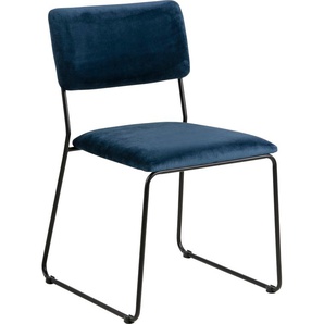 Esszimmerstuhl ACTONA GROUP Clara Stühle Gr. B/H/T: 50 cm x 80 cm x 54 cm, Webstoff, Metall, blau (blau, matt schwarz) Küchenstühle 2er Set, in verschiedenen Bezugsqualitäten und Farben, Sitzhöhe 46 cm