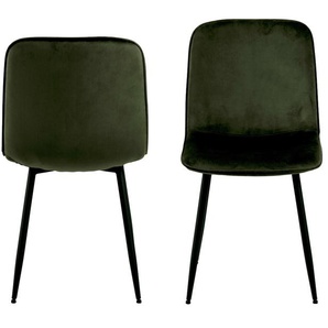 Esszimmerstuhl ACTONA GROUP Delmy Wohnzimmerstuhl, schwarze Metallbeine Stühle Gr. B/H/T: 46 cm x 86,5 cm x 56 cm, Lu x us-Microfaser, Stahl, grün (olivgrün) Küchenstühle
