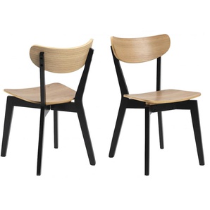 Esszimmerstuhl ACTONA GROUP Roxby Stühle Gr. B/H/T: 45 cm x 79,5 cm x 55 cm, 2 St., Massivholz, schwarz (natur, schwarz, schwarz) Küchenstühle