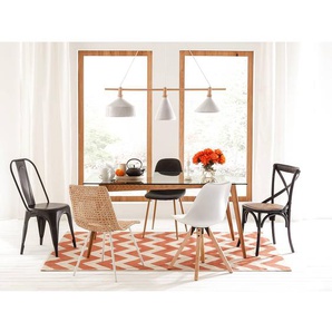 Esszimmerstuhl 49 x 85 x 55cm Weiß/Weiß Braun 4er Set