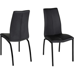 Esszimmerstuhl ANDAS Alois Stühle Gr. B/H/T: 44 cm x 95 cm x 57 cm, 4 St., Kunstleder, Schwarzfarbene Beine + Metall, schwarz Küchenstühle Stühle mit einer schönen Silhouette in Lederoptik, hohe Rückenlehne
