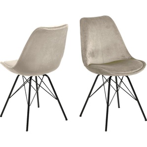 Esszimmerstuhl ANDAS Edel Stühle Gr. B/H/T: 49 cm x 86 cm x 54 cm, 1 Stück, Polyester, Schwarze Metallbeine, beige (sand, schwarz) Küchenstühle Stühle in verschiedenen Bezugsqualitäten und Farbvarianten, Sitzhöhe 49 cm