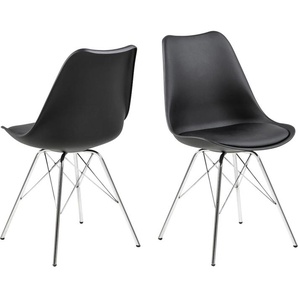 Esszimmerstuhl ANDAS Edel Stühle Gr. B/H/T: 49 cm x 86 cm x 54 cm, 4 St., Kunstleder Lederoptik, Chromfarbene Metallbeine + Metall, schwarz (schwarz, chrom) Küchenstühle Stühle Metallbeine, zwei verschiedene Bezugsqualitäten und weitere Farben