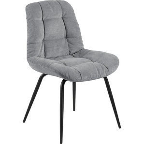 Esszimmerstuhl ANDAS Kate Stühle Gr. B/H/T: 49 cm x 84 cm x 55 cm, 2 St., Polyester, Metall, grau (grau, matt schwarz) Küchenstühle bezogen in Stoff mit modernen, quadratischen Steppnähten