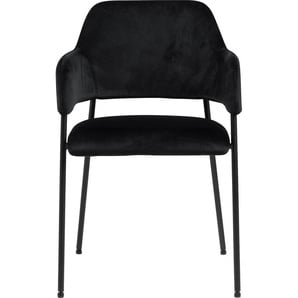 Esszimmerstuhl ANDAS London Stühle Gr. B/H/T: 54 cm x 82 cm x 55 cm, 2 St., Polyester, Metall, schwarz (schwarz, matt schwarz) Küchenstühle