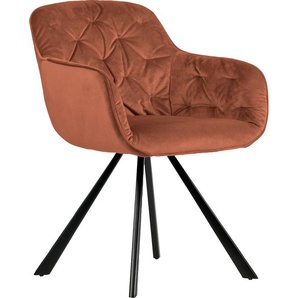 Esszimmerstuhl WOOOD ELAINES Stühle Gr. B/H/T: 59,5 cm x 80,5 cm x 59 cm, 1 St., Struktur (100% Polyester)-Polyester, Metall, braun (kupferfarben, schwarz) Küchenstühle