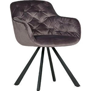 Esszimmerstuhl WOOOD ELAINES Stühle Gr. B/H/T: 59,5 cm x 80,5 cm x 59 cm, 1 St., Struktur (100% Polyester)-Polyester, Metall, grau (grau, schwarz) Küchenstühle