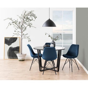 Polsterstuhl Bonito 2er-Set 49 x 86 x 54cm Samt Vilda: Marineblau Blau/Marineblau