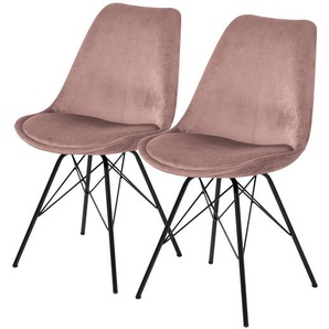 Polsterstuhl Bonito 2er-Set 49 x 86 x 54cm Samt Vilda: Altrosa Pink