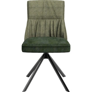 Esszimmerstuhl BYLIVING California Stühle Gr. B/H/T: 50 cm x 89 cm x 56 cm, 2 St., Samtstoff Velvet-Webstoff uni-Veloursoptik, Grün + Metall, grün (grün, schwarz) Küchenstühle