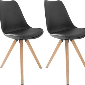 Esszimmerstuhl BYLIVING Kira Stühle Gr. B/H/T: 48 cm x 86 cm x 56 cm, 2 St., Kunstleder, Metall, schwarz (schwarz, eiche optik) Küchenstühle Sitzschale mit Sitzkissen, in verschiedenen Farben