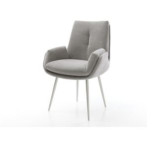 Esszimmerstuhl Clea-Flex Strukturstoff Soft Grau 4-Fuß konisch Edelstahl, Esszimmerstühle