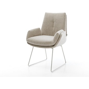 Esszimmerstuhl Clea-Flex Webstoff Soft Beige Kufengestell Edelstahl, Esszimmerstühle