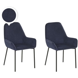 Esszimmerstuhl Dunkelblau Gold Cord Metall 2er Set Wohnzimmerset Esszimmer Salon